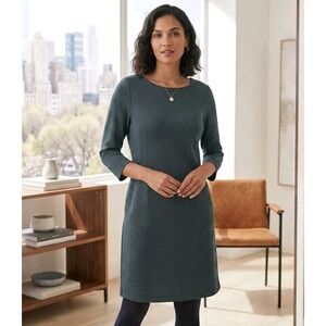 Jill Ponte Knit Tunic Dress XL Green Black Geometric 3/4 Sleeve Teal Shift Work